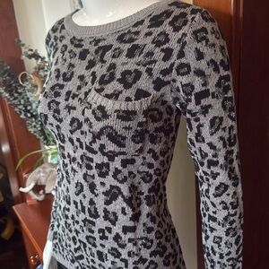 NWT Style&Co size small Women's Gray Leopard Print Sweater